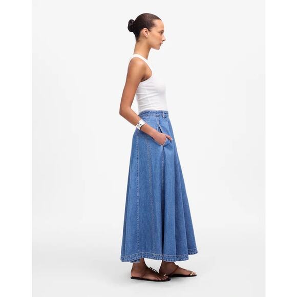 NWT Madewell Midi Skirt in Robertson Wash: Airy Denim Edition Size 32 - Picture 2 of 10